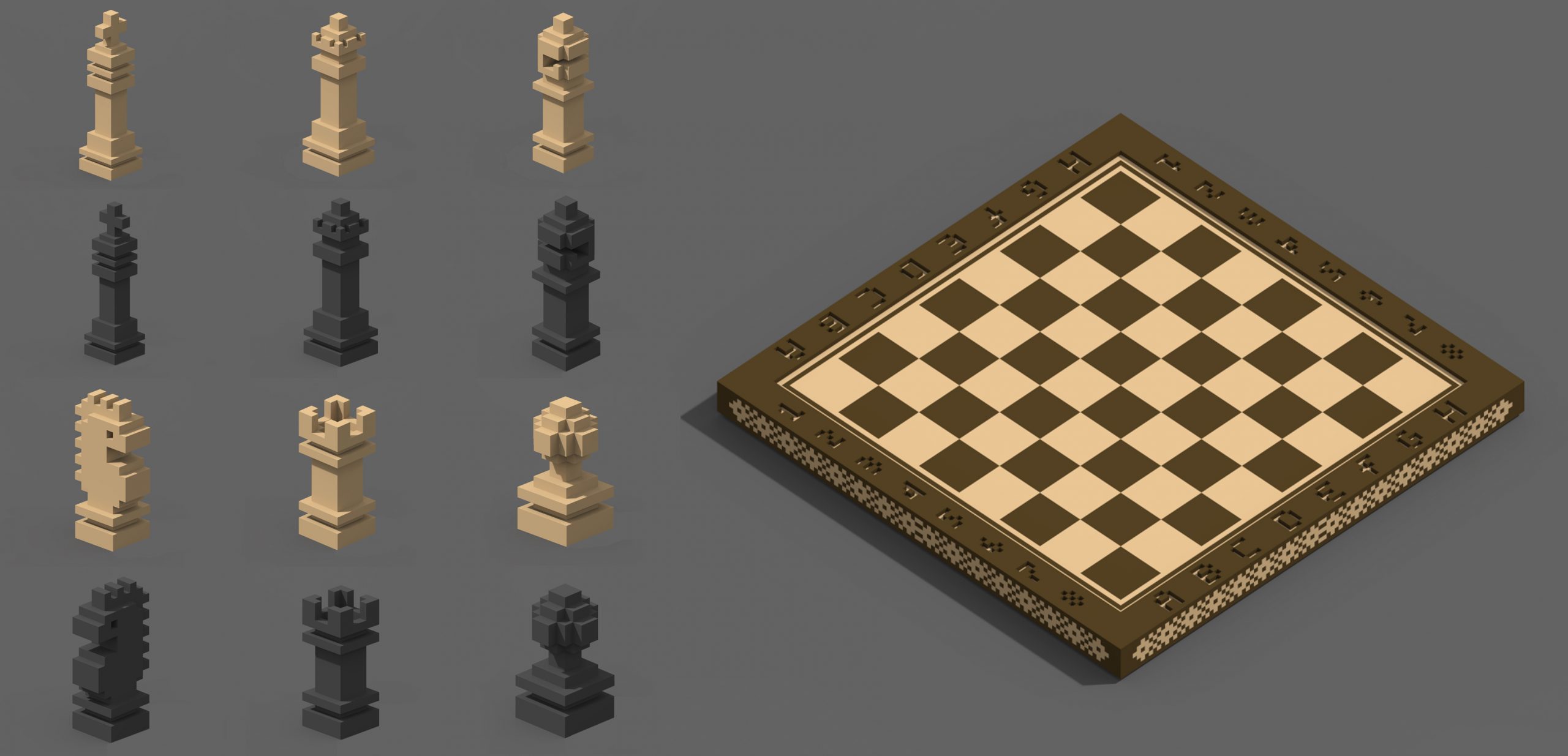 chess pieces Free 3D Model in Other 3DExport